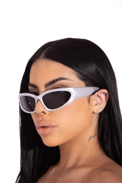 Silver Y2K Goggle Sunglasses