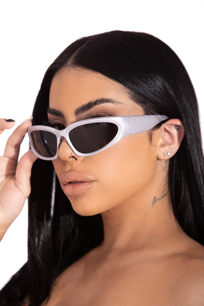 Silver Y2K Goggle Sunglasses