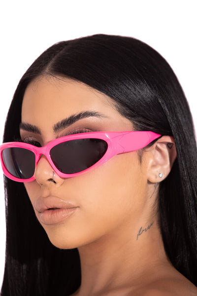 Pink Y2K Goggle Sunglasses