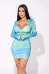 Multicolor Ruched Bodycon Dress