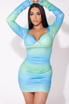 Multicolor Ruched Bodycon Dress