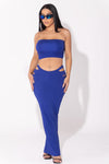 Blue Cut Out Skirt & Bandeau Set