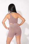 Mocha Washed One Shoulder Crop Top